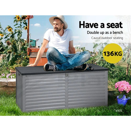 Gardeon Outdoor Storage Box 390/490L Indoor Garden Bench Toy Tool Sheds Chest