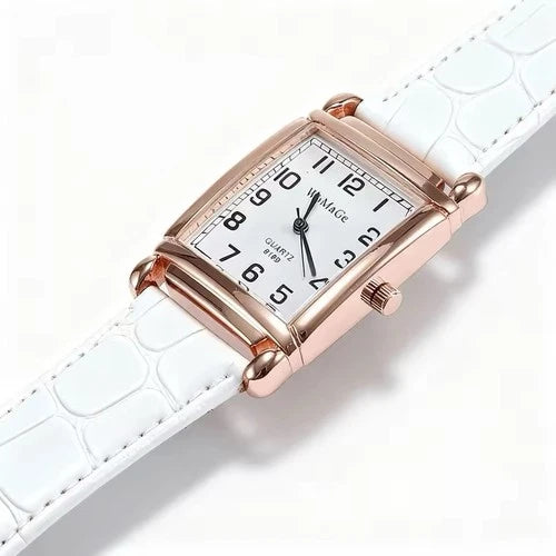 Luxury Rose Gold Ladies Quartz Watch - Fashion Women Leather Wristwatch Style