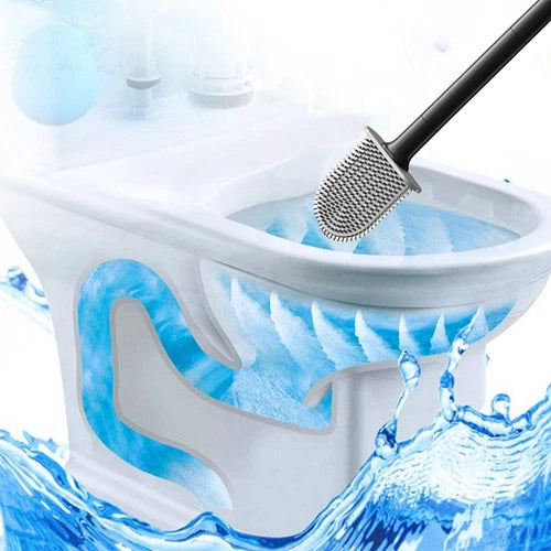 Bathroom Silicone Bristles Toilet Brush with Holder Creative Cleaning Brush Set