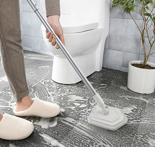 Adjustable Long Handle Floor Brush Cleaning Brush for Tub Tiles Glass Walls