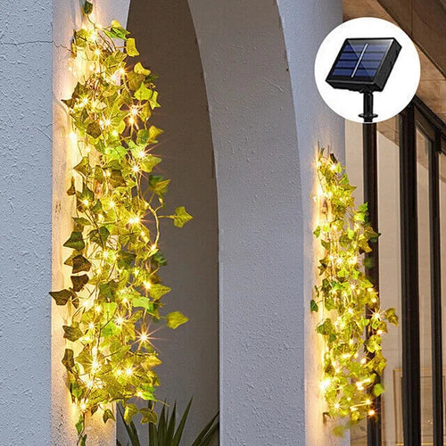10M 100 LED Solar Powered Ivy Vine Fairy String Lights Garden Outdoor Wall Light