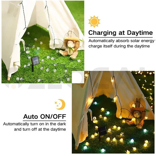 100/200LED Solar Globe String Lights Fairy Outdoor Festoon Party Garden Decor