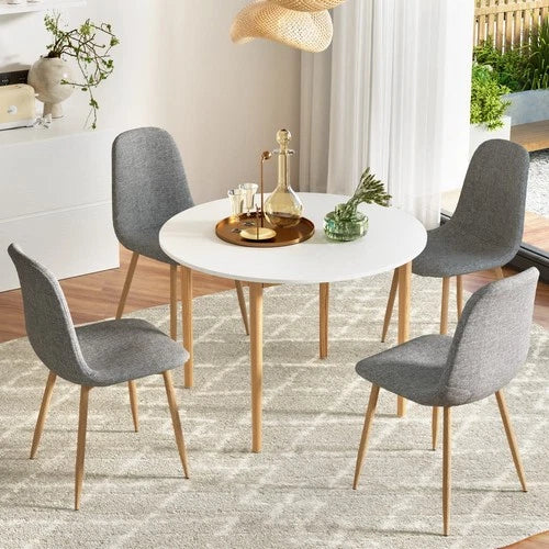 Artiss Dining Table and Chairs Set 5PCS White Grey Restaurant Kitchen Furniture