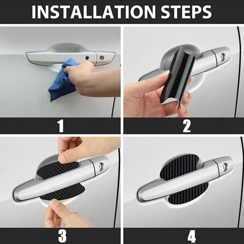 4pcs Car Door Handle 3D Carbon Fiber Anti Scratch Protector Film Cover Sticker