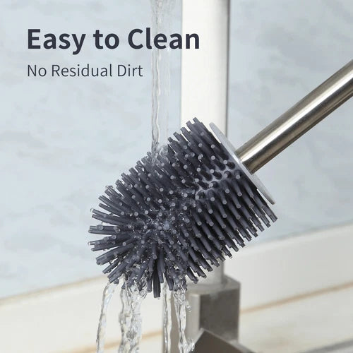 Silicone Toilet Brush Set Bathroom Cleaning with Tweezers for Bathroom Blue