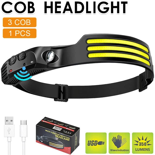 1-5x COB Headlamp Night Buddy LED Motion Sensor Head Torch Headlight Waterproof