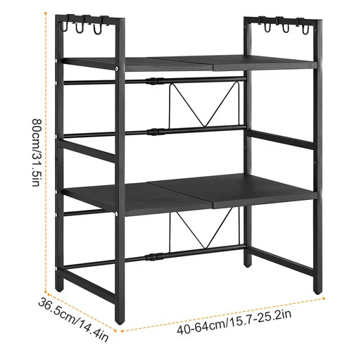 3 Tier Microwave Shelf Kitchen Adjustable Oven Storage Rack Stand Cabinet Holder