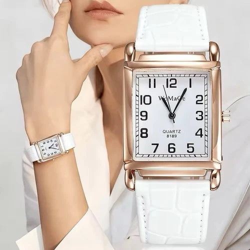 Luxury Rose Gold Ladies Quartz Watch - Fashion Women Leather Wristwatch Style
