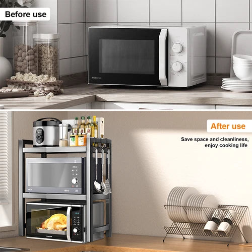 3 Tier Microwave Shelf Kitchen Adjustable Oven Storage Rack Stand Cabinet Holder