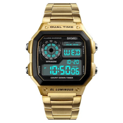 Men Digital LED Watch Date Waterproof Stainless Steel Military Sport Wrist Watch