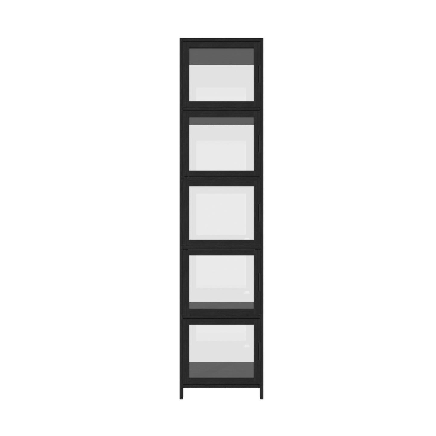 Oikiture Display Cabinet 5-Tier Slim Storage Shelves Clear Bookcase Rack