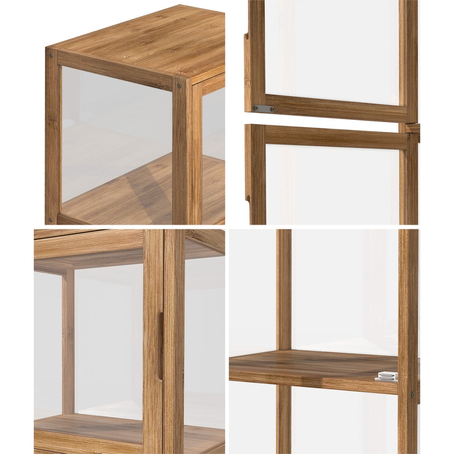 Oikiture Display Cabinet 5-Tier Slim Storage Shelves Clear Bookcase Rack