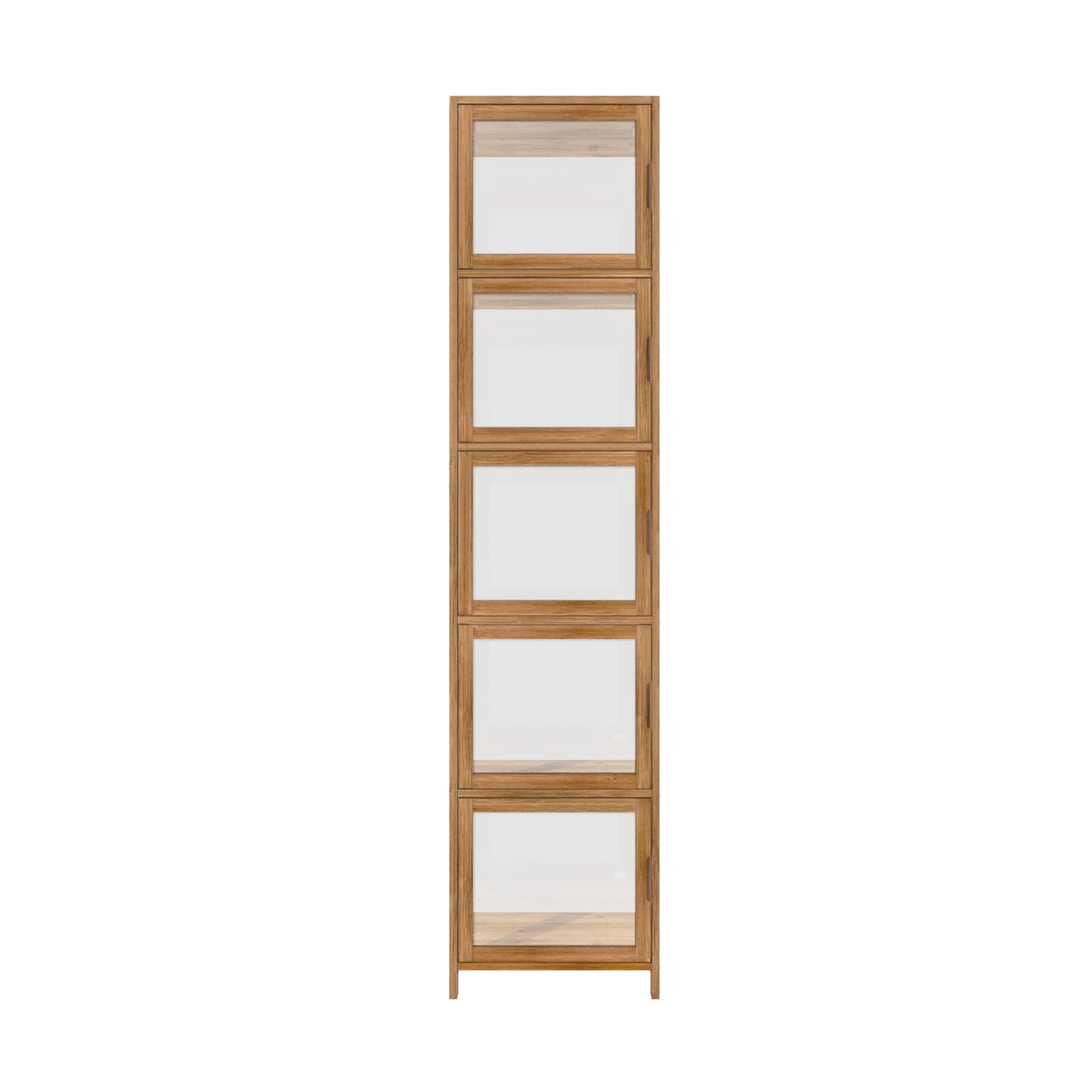 Oikiture Display Cabinet 5-Tier Slim Storage Shelves Clear Bookcase Rack