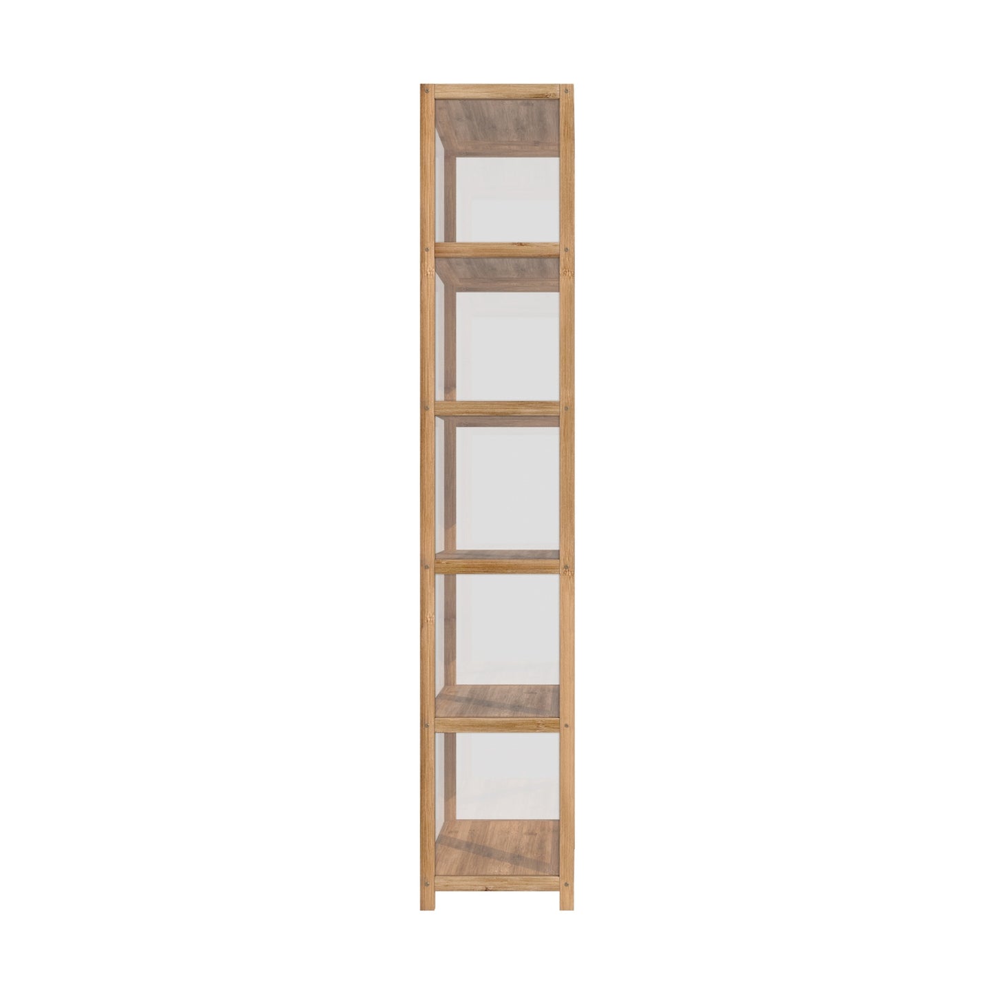 Oikiture Display Cabinet 5-Tier Slim Storage Shelves Clear Bookcase Rack